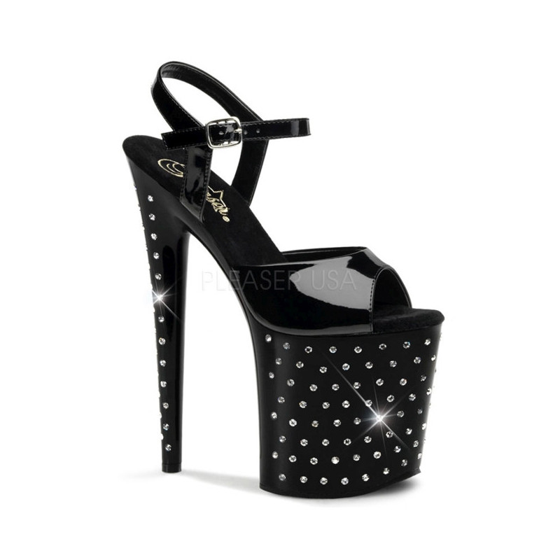Nero Cristallo Pietra 20 cm STARDUST-809 Platform Scarpe Tacchi Alti