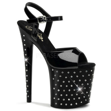 Nero Cristallo Pietra 20 cm STARDUST-809 Platform Scarpe Tacchi Alti