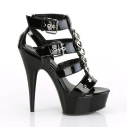 Nero Verniciata 15 cm DELIGHT-658 scarpe pleaser con plateau e tacco alto