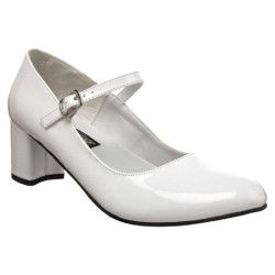Bianco Vernice 5 cm SCHOOLGIRL-50 Scarpe Décolleté Classico Donna