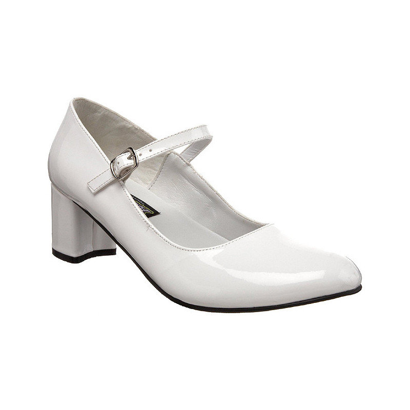 Bianco Vernice 5 cm SCHOOLGIRL-50 Scarpe Décolleté Classico Donna