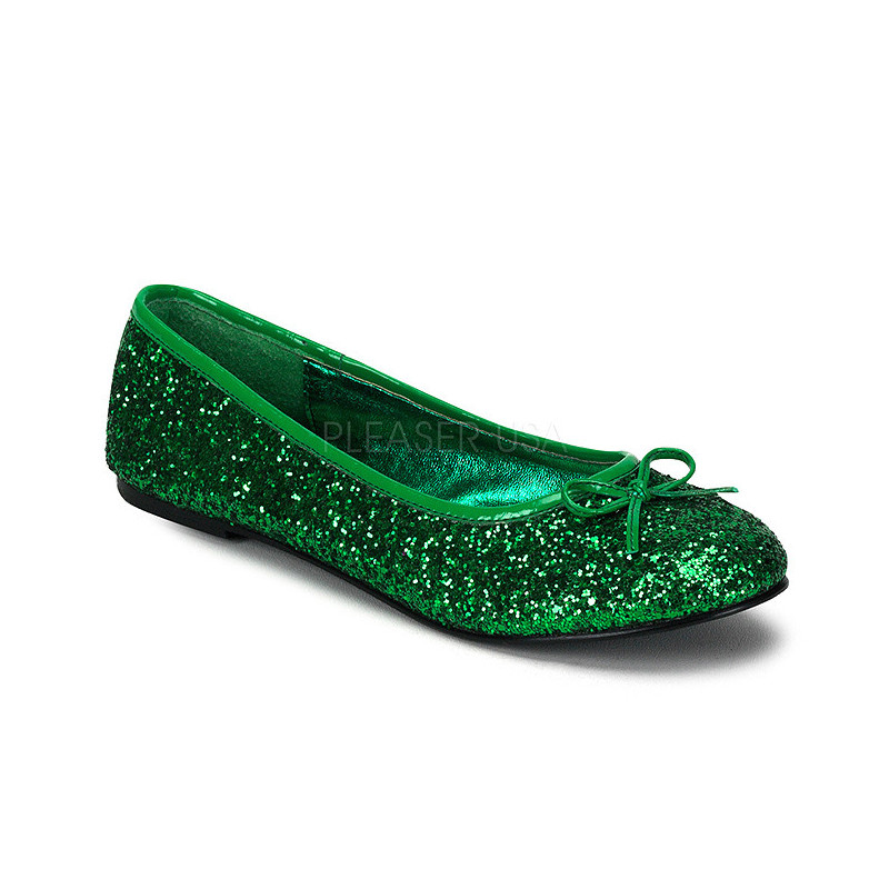 Verde STAR-16G scintillare scarpe ballerine donna basse
