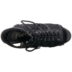 Nero tessuto del merletto 18 cm ADORE-796LC Stivaletti Stringati Donna