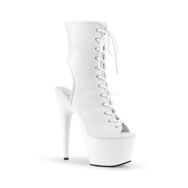 Bianco Ecopelle 18 cm ADORE-1016 Plateau Stivaletti Donna Open Toe