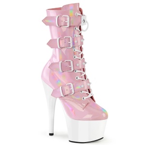 1046TT - 18 cm platform stivaletti tacchi alti vernice rosa