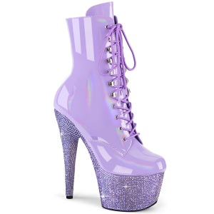 BEJ-1020-7 - 18 cm pleaser stivaletti tacco alto plateau strass lavanda