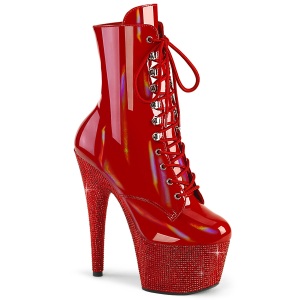 BEJ-1020-7 - 18 cm pleaser stivaletti tacco alto plateau strass rosso