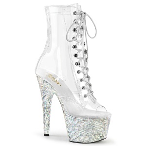 BEJ-1021C-7 - 18 cm pleaser high heels ankle boots strass transparent