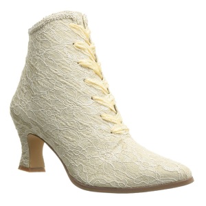 Beige 12 cm VICTORIAN-30 Stivaletti Stringati Tacco Alto Donna