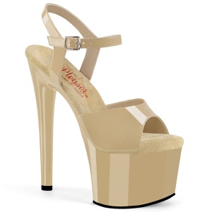 Beige 18 cm PASSION-709 pleaser stiletto heel sandals