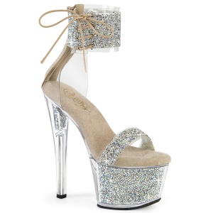 Beige 18 cm SKY-327RSI Sandali piattaforma con polsino alla caviglia strass