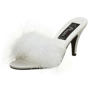 Bianco 8 cm AMOUR-03 piume di marabu Mules Scarpe