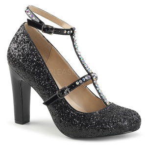 Black Glitter 10 cm QUEEN-01 big size pumps shoes