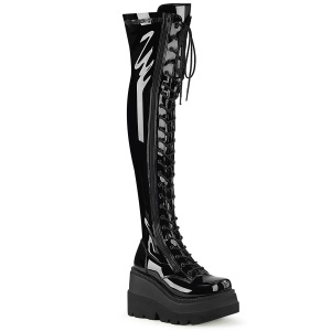 Black Patent 11,5 cm SHAKER-374 overknee boots with laces