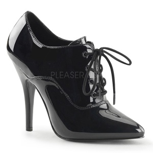 Black Varnished 13 cm SEDUCE-460 Oxford Pumps Shoes Flat Heels