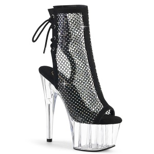 Black rhinestones 18 cm ADORE-1018RM pleaser high heels ankle boots