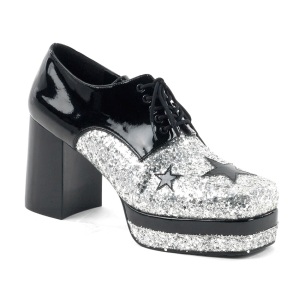 Glitterate GLAMROCK-02 pimp scarpe da magnaccia 70 disco scarpa plateau uomo argento