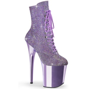 Lavanda strass stivaletti pleaser con plateau e tacco 20 cm FLAMINGO-1020CHRS