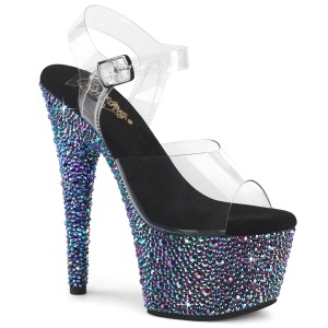 Nero 18 cm BEJEWELED-708MS scarpe tacco alto pole dance e strass plateau