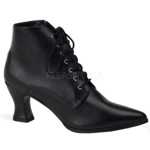 Nero 7 cm VICTORIAN-35 Stivaletti Stringati Tacco Alto Donna