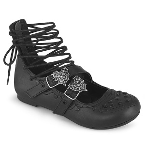 Nero DAISY-11 scarpe donna gotico ballerine tacco basso