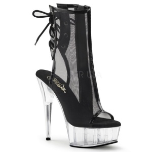 Nero Rete 16 cm Pleaser DELIGHT-1018MSH Plateau Stivaletti Donna