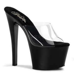 Nero Trasparente 18 cm PLEASER SKY-301 Plateau Mules Alte