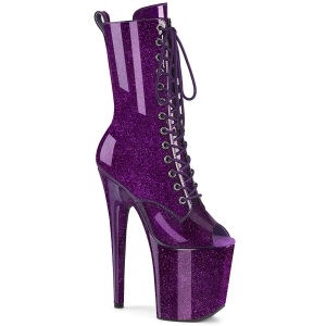 Patent 20 cm FLAMINGO-1041GP Exotic platform peep toe ankle boots Purple