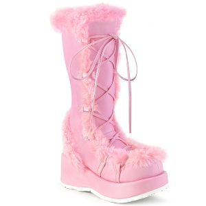 Pelliccia sintetica 7 cm CUBBY-311 lolita stivali donna con plateau in rosa