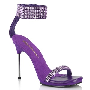 Purple 11,5 cm CHIC-40 ankle straps stiletto metal heels sandals