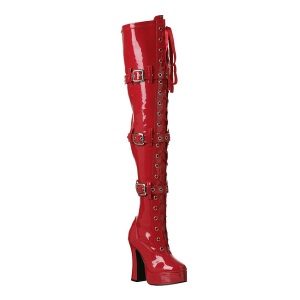 Red Shiny 13 cm ELECTRA-3028 High Heeled Overknee Boots