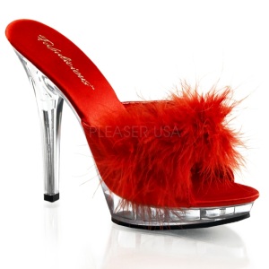 Red Transparent 13 cm Fabulicious LIP-101-8 Platform High Mules