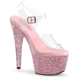 Rosa 18 cm BEJEWELED-708MS scarpe tacco alto pole dance e strass plateau