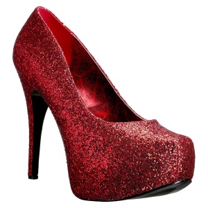 Rosso Glitter 14,5 cm Burlesque TEEZE-06GW scarpe dcollet per piedi larghi da uomo