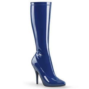 Stivali in vernice blu 13 cm SEDUCE-2000 stivali tacchi a spillo con punta