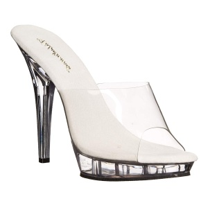 Transparent 13 cm Fabulicious LIP-101 Mules High Heels Platform