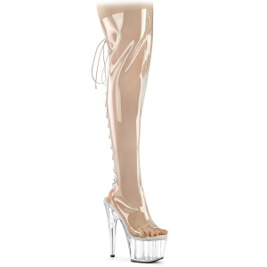 Transparent 18 cm ADORE-3019C overknee boots with laces