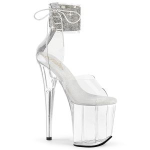 Transparent 20 cm FLAMINGO-824RS pleaser high heels with ankle straps