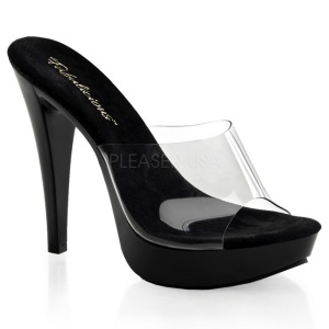 Trasparente Nero 14 cm COCKTAIL-501 Plateau Mules Alto