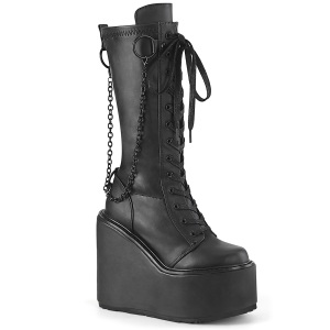 Vegan 14 cm SWING-150 emo calf-high women boots platform with laces