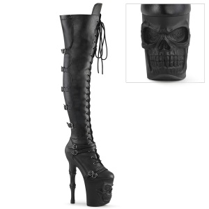 Vegan 20 cm RAPTURE-3045 skull platform overknee high heel boots