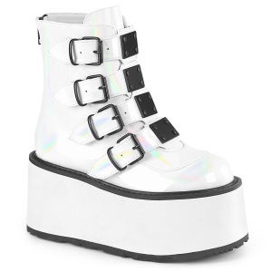 Vegano 9 cm DAMNED-105 gotico plateau stivaletti donna con fibbia bianco