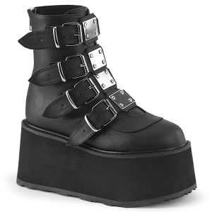 Vegano 9 cm DAMNED-105 gotico plateau stivaletti donna con fibbia nere