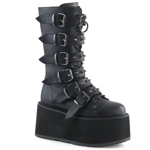 Vegano 9 cm DAMNED-225 platform stivali al polpaccio donna con fibbia nere