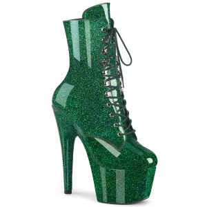 Verde smeraldo glitter 18 cm plateau stivaletti tacco alto donna