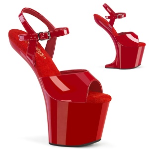 Verniciata 20 cm CRAZE-809 Heelless pony tacco alto plateau pleaser rosso