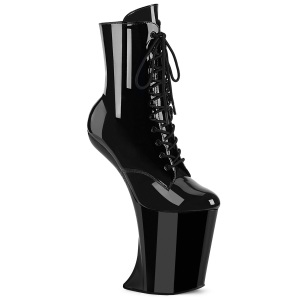 Verniciata 23 cm BEWITCHED Heelless stivaletti pony alto pleaser neri