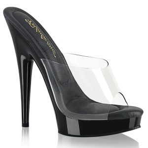 Vinyl 15 cm SULTRY-601 Black mules high heels