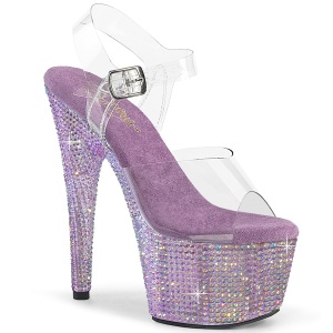 Viola 18 cm BEJEWELED-708RRS scarpe tacco alto pole dance e strass plateau