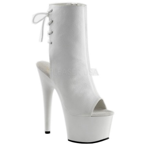 White Patent 18 cm Pleaser ADORE-1018 Platform Ankle Calf Boots